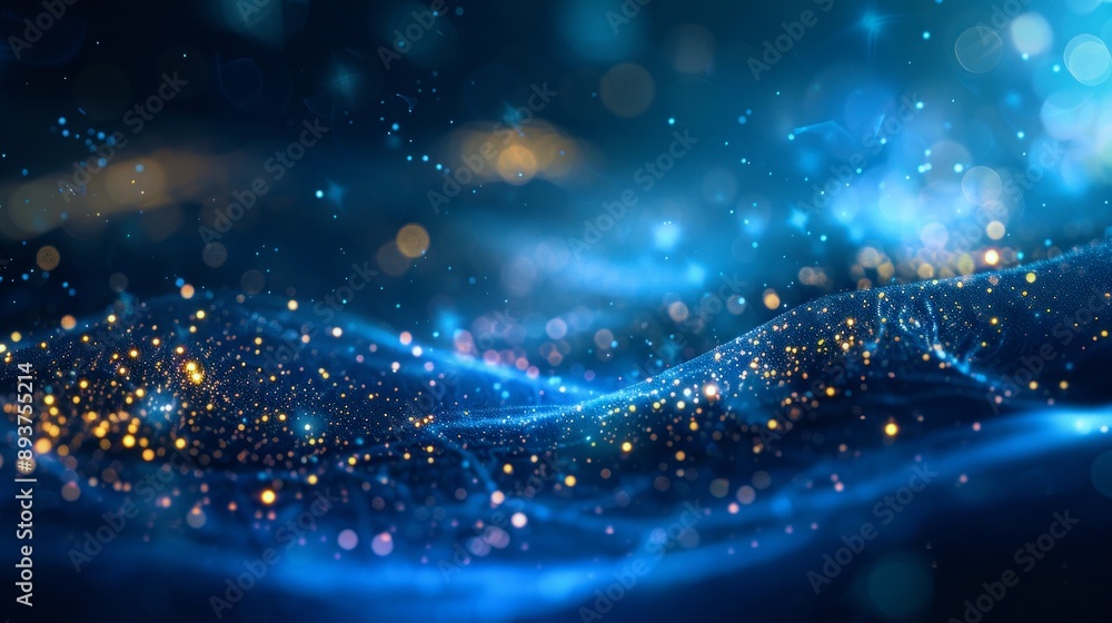 Aufkleber abstract digital wave with abstract blue dot particle technology background
