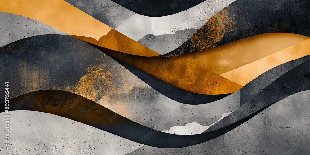 Aufkleber a painting of a mountain range with a wave of color running through it. the painting is abstract and