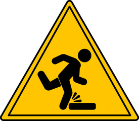Yellow Tripping Hazard Sign. Vector Icon. Falling Man. Danger Warning Sign