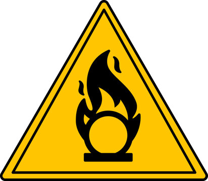 Yellow Sign Oxidizer. Vector Icon. Combustible Substances and
