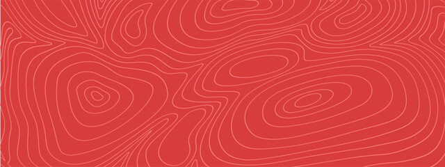 Beef or pork meat texture. Salmon, tuna or sushi structure. Fresh fillet macro view. Wavy lines and circles on red background. Vector flat illustration.