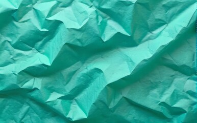 Fototapeta premium abstract background, wrinkled turquoise color textured paper