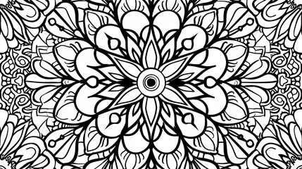 Black and White Detailed Floral Mandala Design