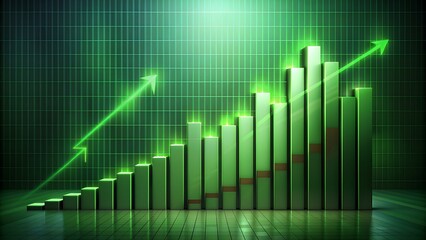 Fototapeta premium Green Growth Bar Chart: Environmental Financial Success and Sustainability