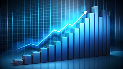 Blue Growth Chart with Rising Arrow: Business Success and Financial Growth