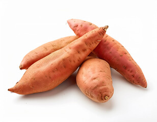 A lots of fresh Sweet Potato Vegetables organic isolated on white background
