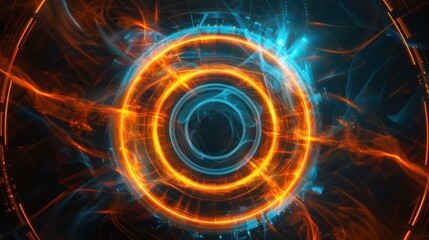 Obraz premium Abstract Digital Art with Glowing Circles and Smoke