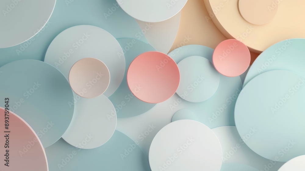 Poster abstract pastel geometric shapes in soft hues create a calming and modern design in this stock photo