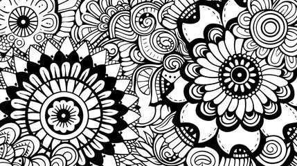Black And White Floral Pattern With Intricate Details