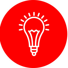 Lightbulb Vector Line White Circle Red