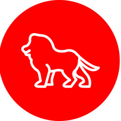 Lion Vector Line White Circle Red