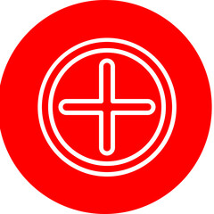 Obraz premium Plus sign Vector Line White Circle Red