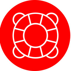 Life ring Vector Line White Circle Red