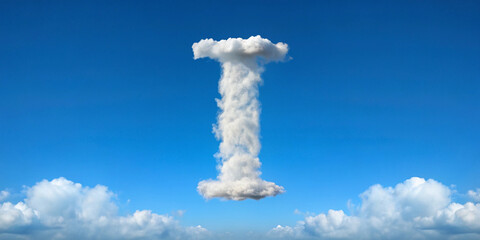 Letter I Cloud Font Shape on Blue Sky Background - Unique Alphabet Design