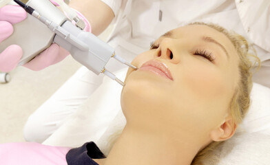 Naklejka premium Laser Treatment,Cosmetic Laser Dermatology ,dermatologist offices,laser technology 