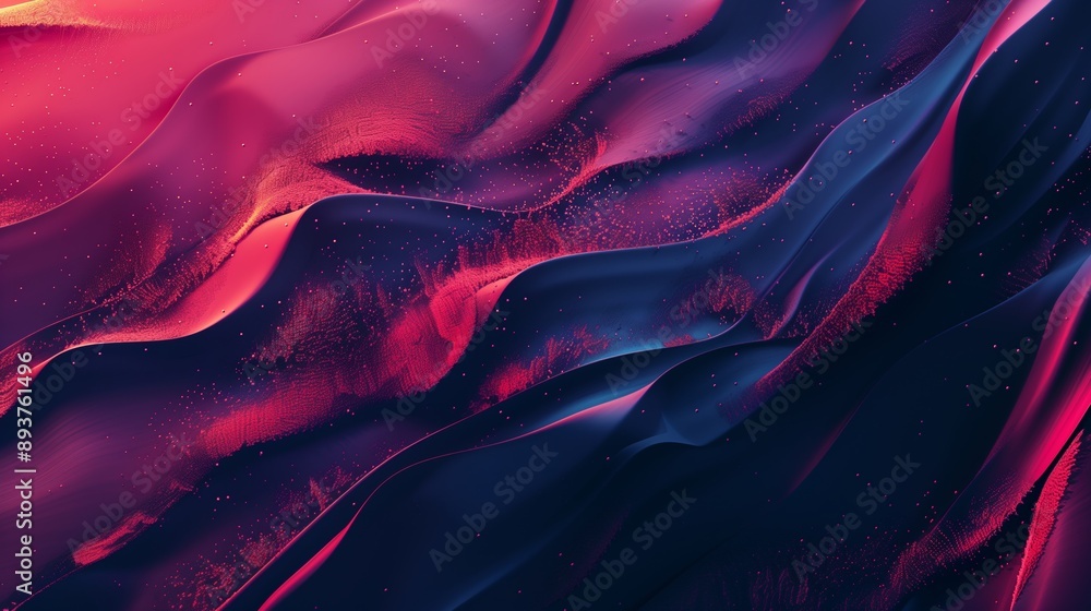 Poster abstract waves of vibrant red and deep blue create a dynamic, flowing visual effect.