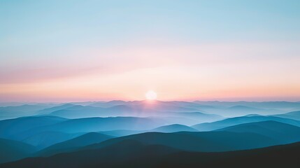 Fototapeta premium Mountain Range Silhouette at Sunrise With Pink Sky