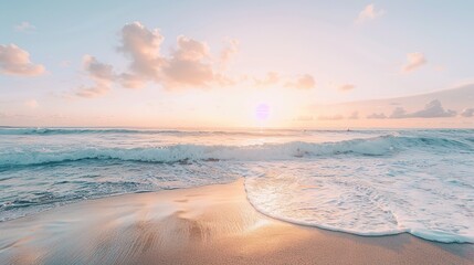 Tranquil Beach Scene With Gentle Waves at Sunset