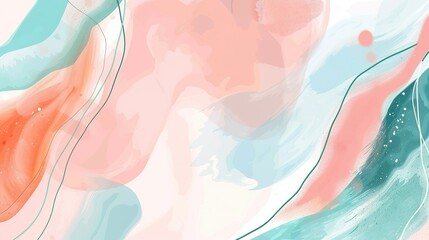 Fototapeta premium Abstract Watercolor Painting With Pink, Green, and White Swirls