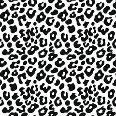 
vector leopard pattern, seamless black white design, fashion print