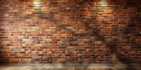 Empty brick wall with shadow and rays of light, background for product presentation. copy space