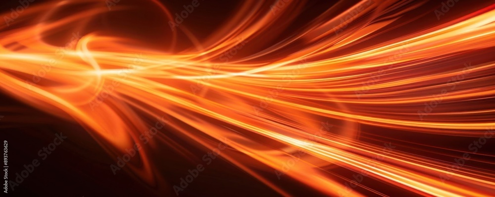Poster abstract background with flowing, vibrant orange and red light trails, creating a dynamic and energe