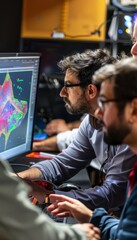 Fototapeta premium Scientists Collaborating on Advanced Aerodynamics Research with Computer Simulations