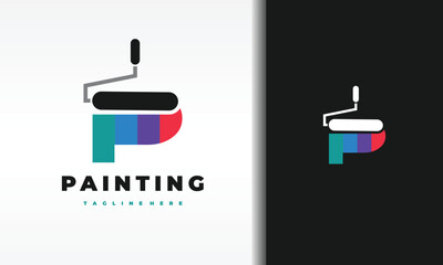 letter P paint colorful logo