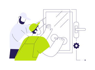 Window installation abstract concept vector illustration.