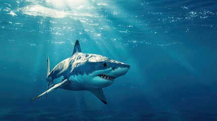Fototapeta premium Shark swimming in the ocean. Makro photography.
