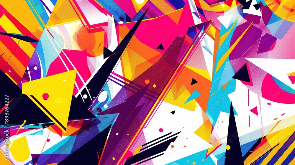 Aufkleber abstract geometric design with vivid colors and sharp shapes