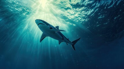Fototapeta premium Shark swimming in the ocean. Makro photography.