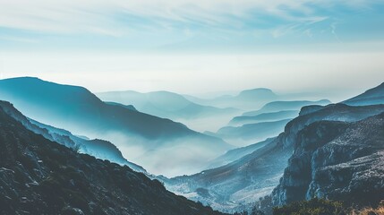 Misty Mountain Landscape in the Early Morning