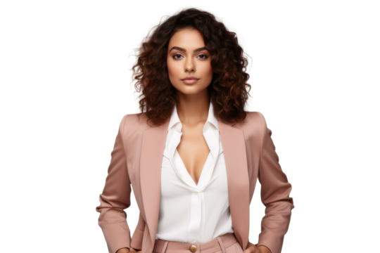 Young woman in trendy outfit striking a confident pose Isolated on white background