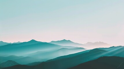 Obraz premium Misty Mountain Range in the Early Morning Light