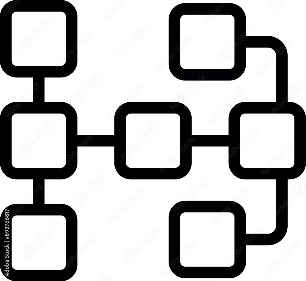 Poster minimalist workflow icon depicting squares connecting representing project management and business p