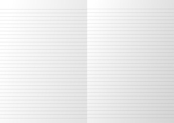 notebook lined paper on a page spread white realistic