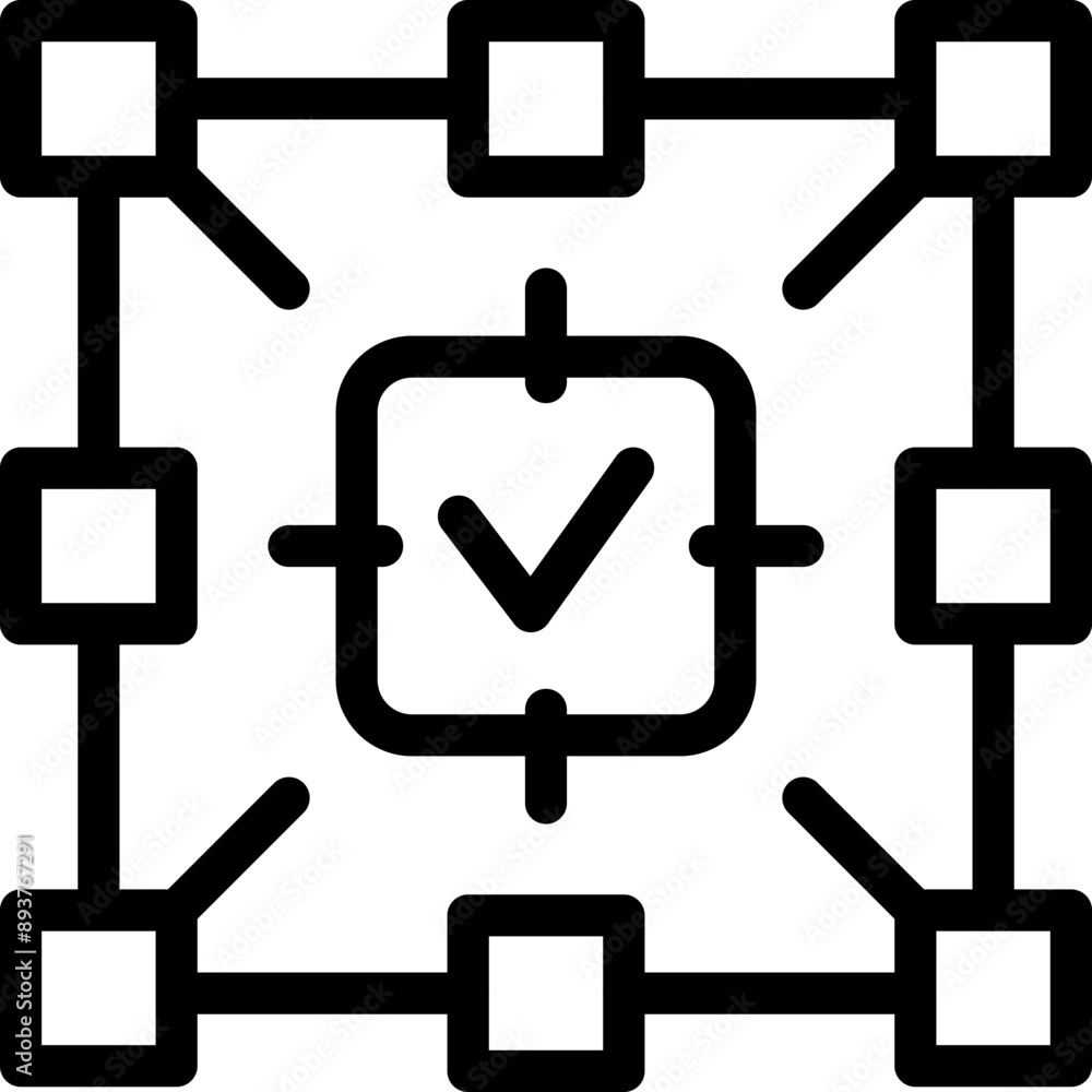 Poster blockchain network is being validated with a check mark icon