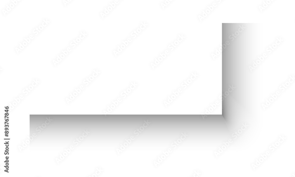 Fototapete Rectangle paper page, poster or packing box shadow effect for mockup. Rectangular corner shade isolated on white background. Blurry grey shape. Vector realistic illustration.