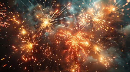 Fototapeta premium Spectacular New Year's Eve Fireworks Display Spectacular New Year's Eve Fireworks Display