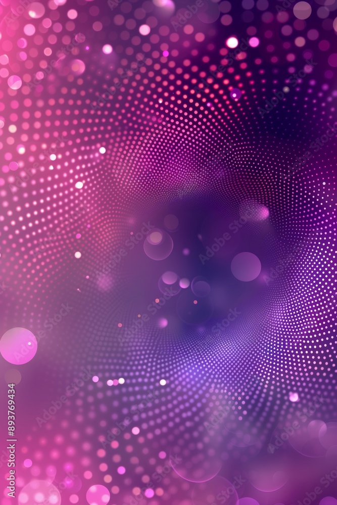 Poster abstract image with a vibrant blend of pink and purple dots forming a dynamic pattern.