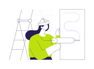 Install wallboards abstract concept vector illustration.