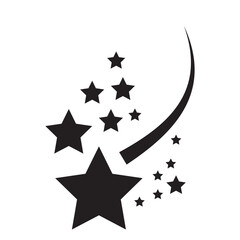 Shooting stars icon vector set. Abstract silhouette of shooting star.  Flying comet with tail, Stars and stripes. Falling stars set icon meteorites or comets. Vector illustration.