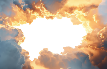 Golden sunset cloud frame border, cut out