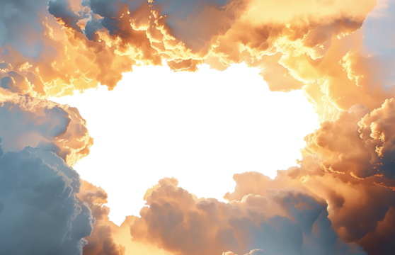 Golden sunset cloud frame border, cut out