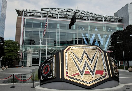 Stamford, CT - June 23, 2024: WWE World Wrestling Entertainment American professional fake wrestling promotion company headquarters in Stamford Connecticut.