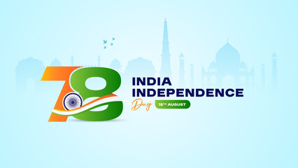 Fototapeta premium 78th Indian Independence Day 15th August Social Media Post, Poster, Banner, Web Banner , Print Design