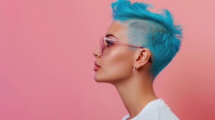 The woman with blue hair