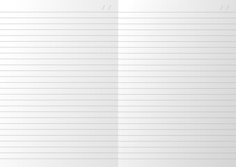 lined notebook with date lined with margin paper on a page spread white realistic