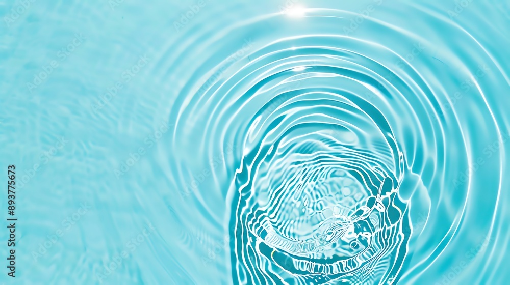 Poster a serene view of light reflecting on clear, rippling water creating mesmerizing patterns, ideal for 